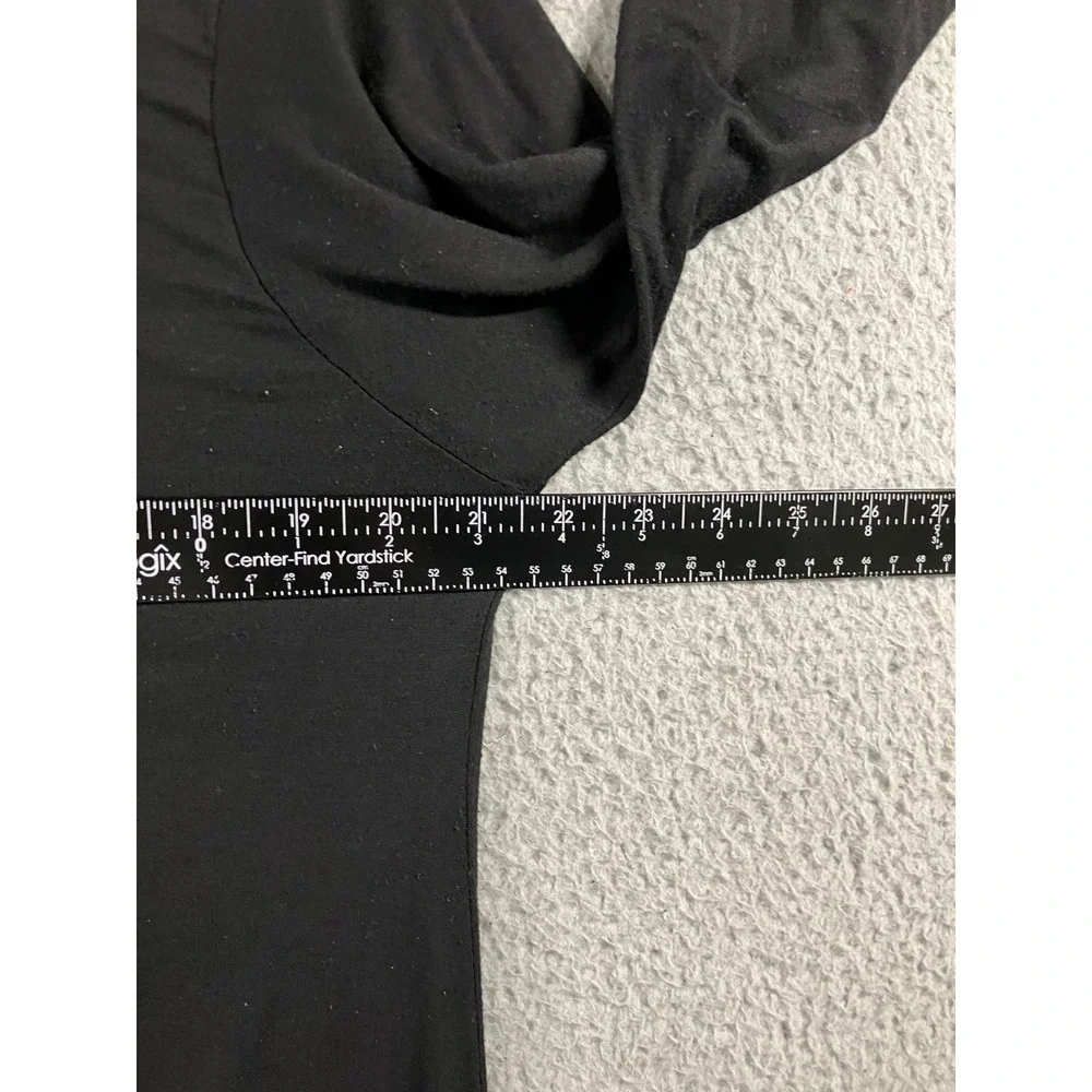 Coco + Carmen Tunic Top L/XL Black L/S Flowy Rayon Sharkbite Lagenlook Basic